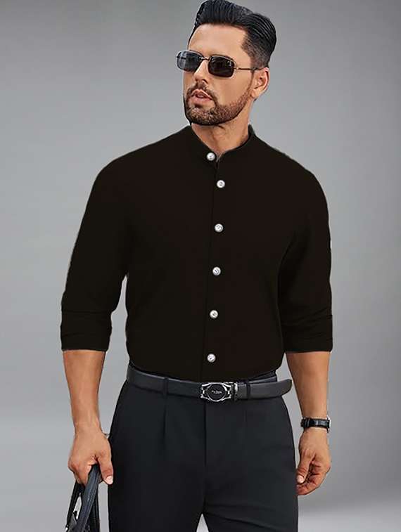 men solid long sleeve regular fit casual shirt