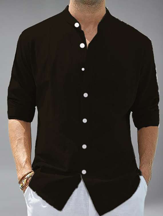 men solid long sleeve regular fit casual shirt