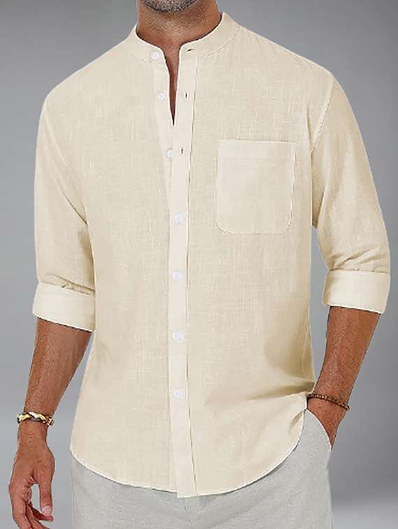 men solid long sleeve regular fit casual shirt