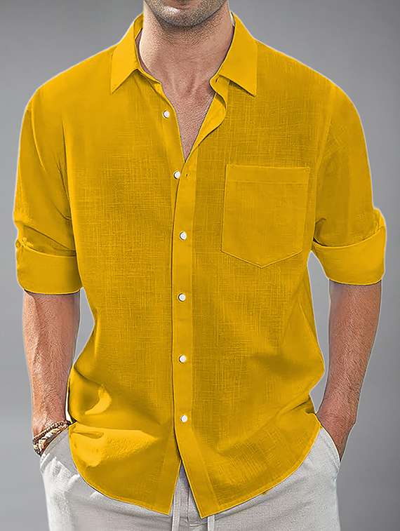 men solid long sleeve regular fit casual shirt - 22326858 -  Standard Image - 1