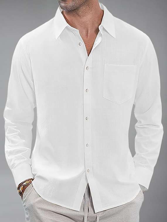 men solid long sleeve regular fit casual shirt - 22326859 -  Standard Image - 1