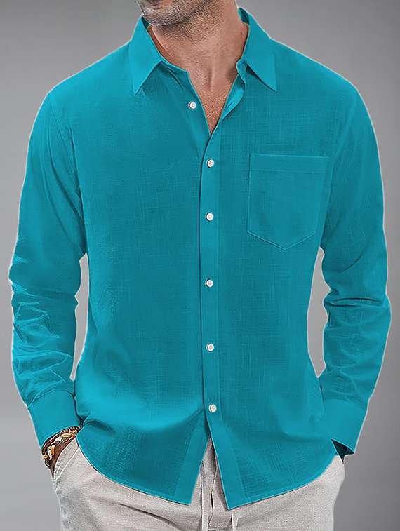 men solid long sleeve regular fit casual shirt - 22326860 -  Standard Image - 1