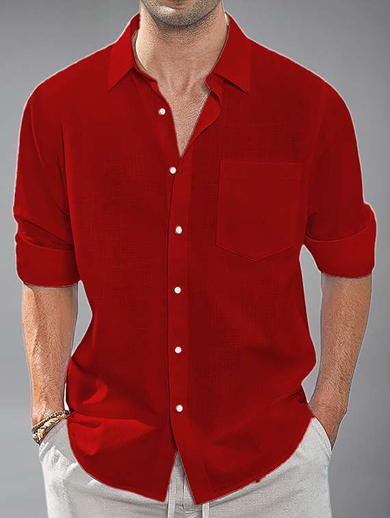 men solid long sleeve regular fit casual shirt - 22326863 -  Standard Image - 1