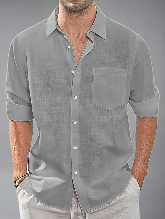 Men Solid Long Sleeve Regular Fit Casual Shirt - 22326873 -  Standard Image - 1
