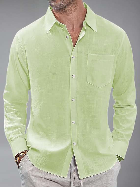 men solid long sleeve regular fit casual shirt - 22326875 -  Standard Image - 1