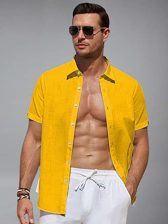 men solid short sleeve regular fit casual shirt - 22326878 -  Standard Image - 1