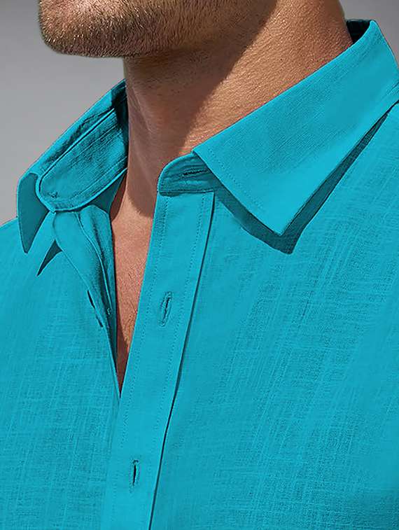 Men Solid Short Sleeve Regular Fit Casual Shirt - 22326880 -  Standard Image - 4