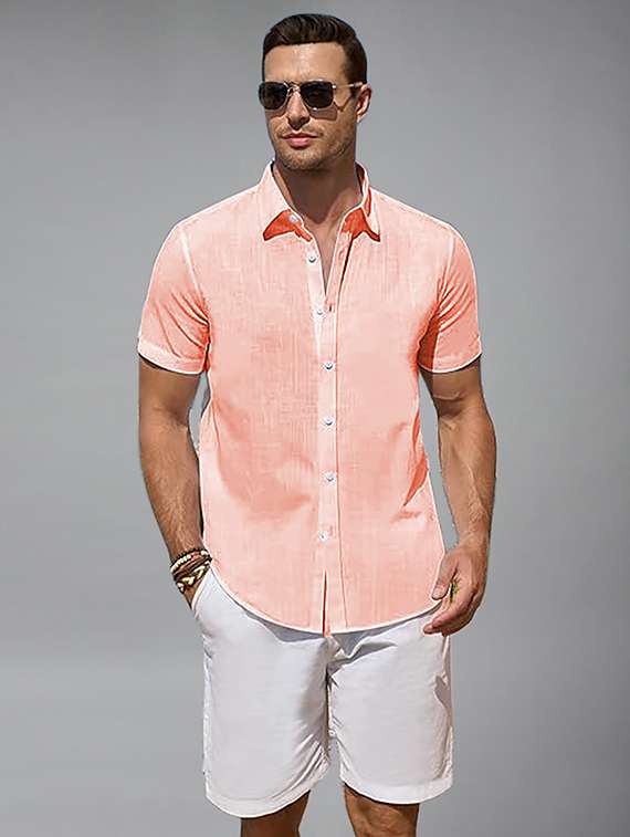 men solid short sleeve regular fit casual shirt