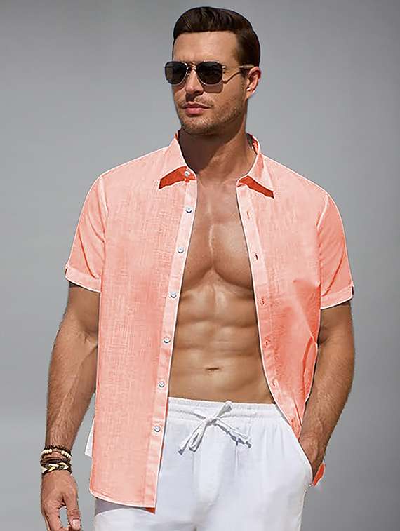 men solid short sleeve regular fit casual shirt - 22326886 -  Standard Image - 1