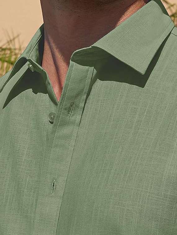 men solid short sleeve regular fit casual shirt - 22326891 -  Standard Image - 4
