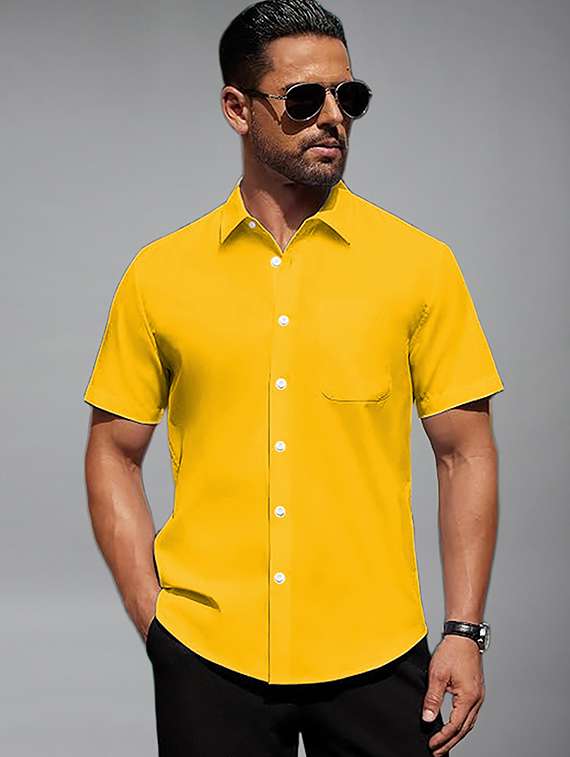 men solid short sleeve regular fit casual shirt - 22326898 -  Standard Image - 1