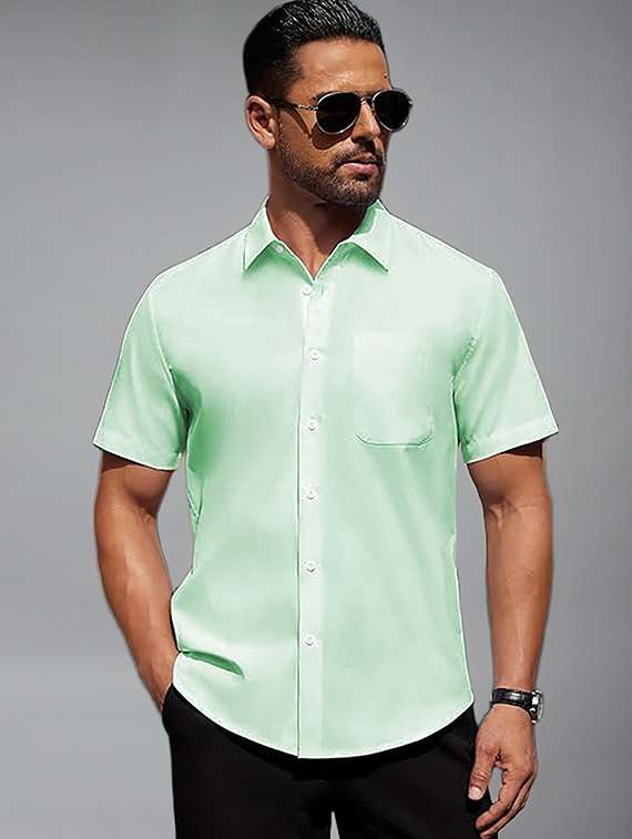 men solid short sleeve regular fit casual shirt - 22326904 -  Standard Image - 1