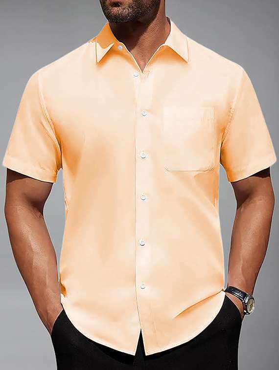 men solid short sleeve regular fit casual shirt - 22326907 -  Standard Image - 1