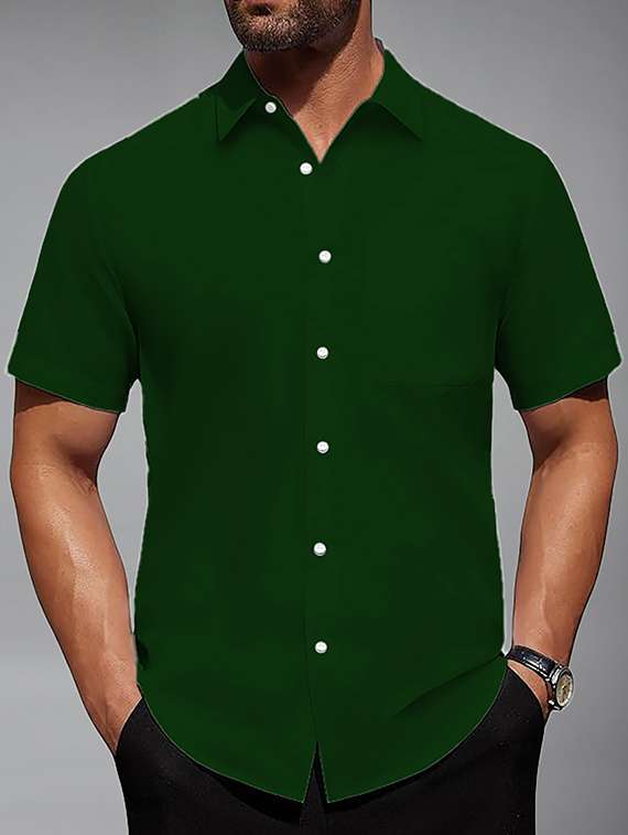 men solid short sleeve regular fit casual shirt - 22326912 -  Standard Image - 1