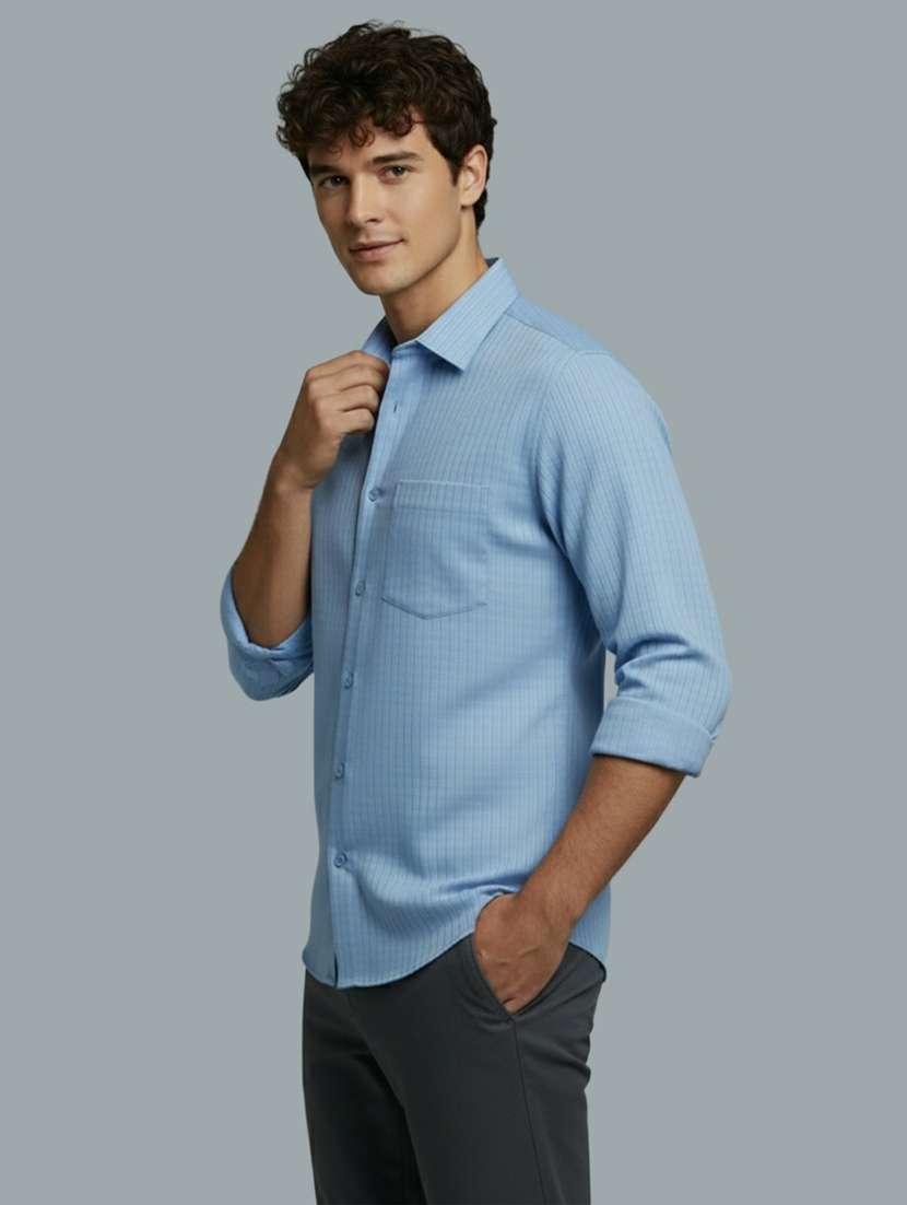 men striped long sleeve regular fit casual shirt - 22326949 -  Standard Image - 1