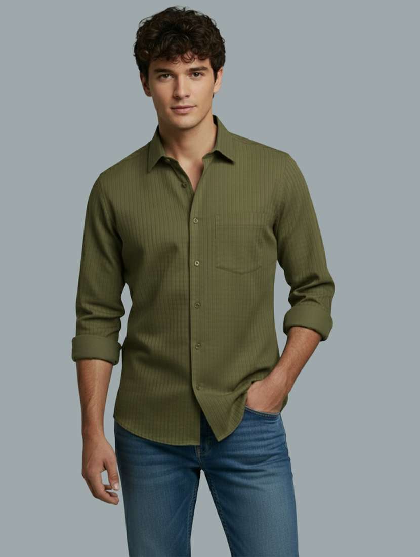 men striped long sleeve regular fit casual shirt - 22326954 -  Standard Image - 1