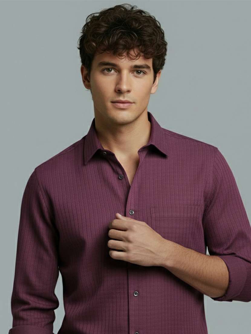 men striped long sleeve regular fit casual shirt - 22326956 -  Standard Image - 4