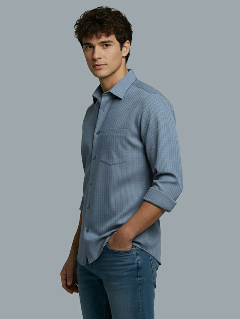 Men Striped Long Sleeve Regular Fit Casual Shirt - 22326960 -  Standard Image - 1