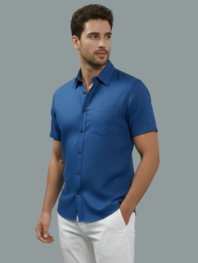 men solid short sleeve regular fit casual shirt - 22326978 -  Standard Image - 1