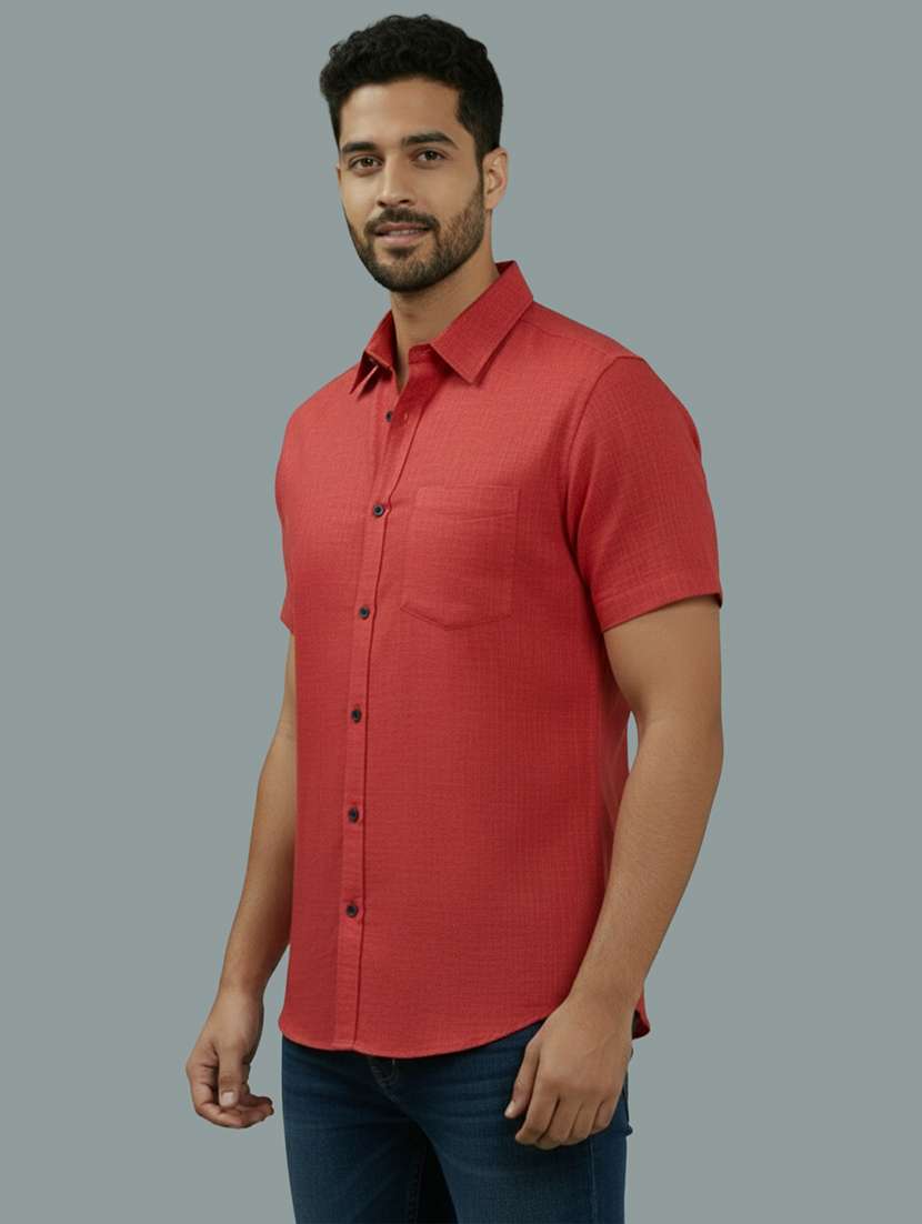 Men Solid Short Sleeve Regular Fit Casual Shirt - 22326986 -  Standard Image - 1