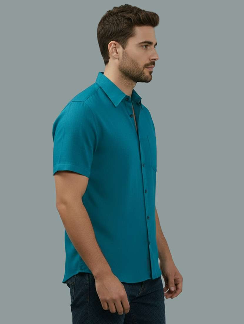 men solid short sleeve regular fit casual shirt - 22327004 -  Standard Image - 1