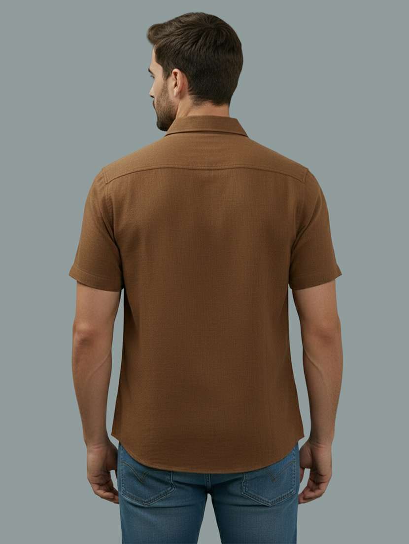 men solid short sleeve regular fit casual shirt - 22327019 -  Standard Image - 1