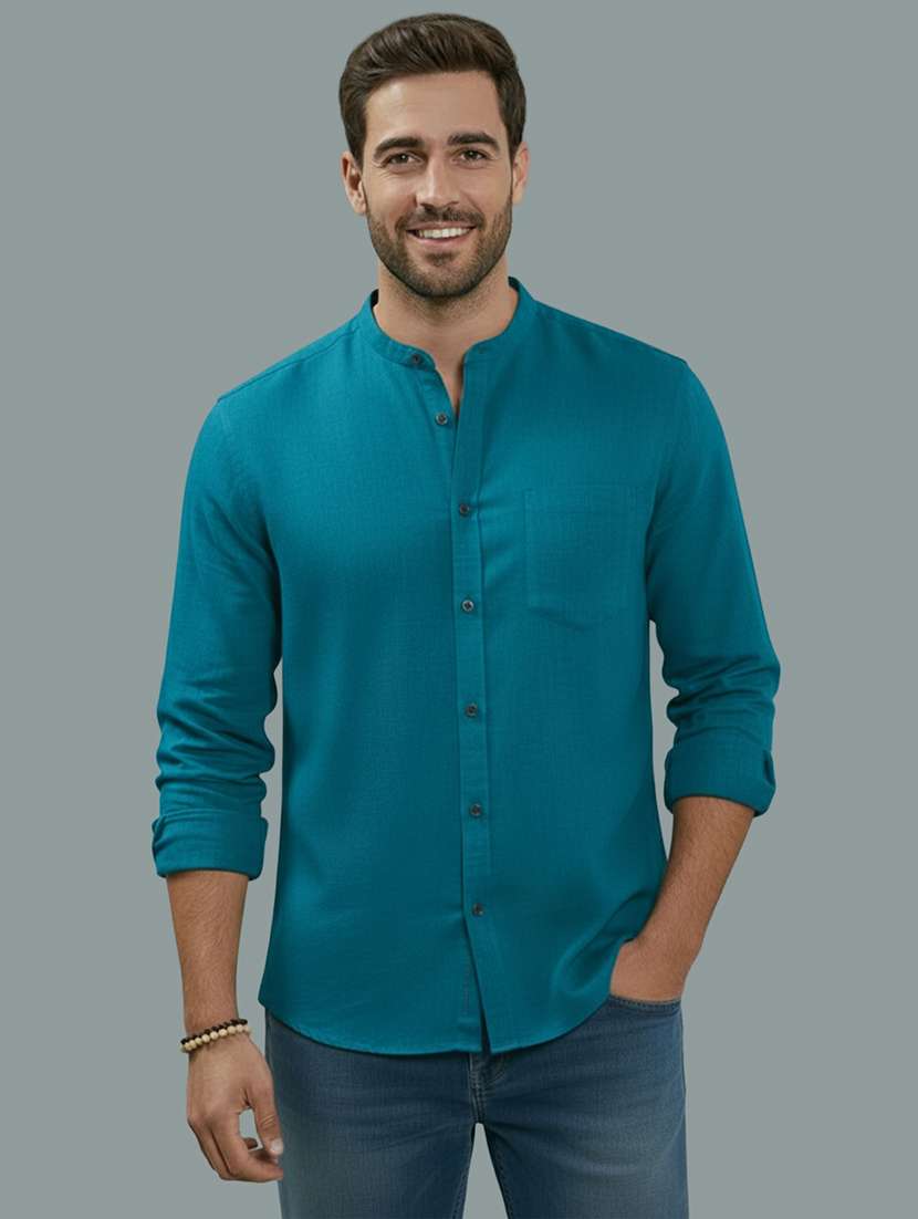 men solid long sleeve regular fit casual shirt
