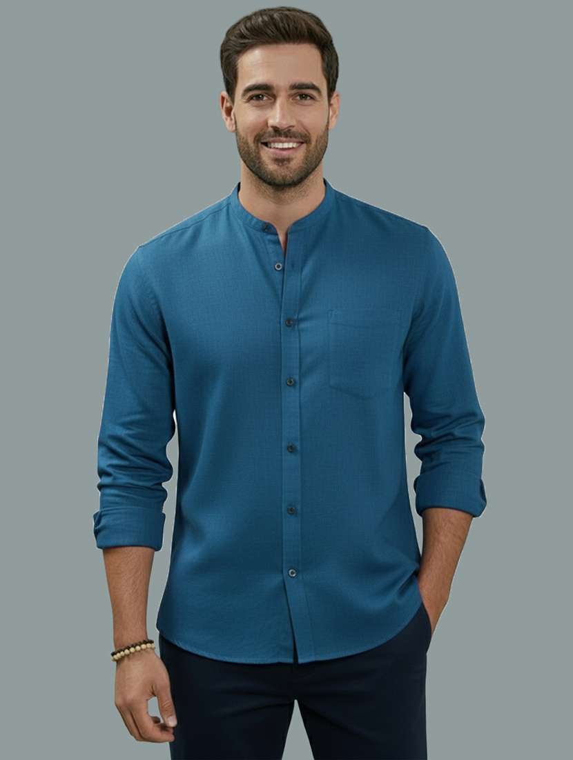 men solid long sleeve regular fit casual shirt