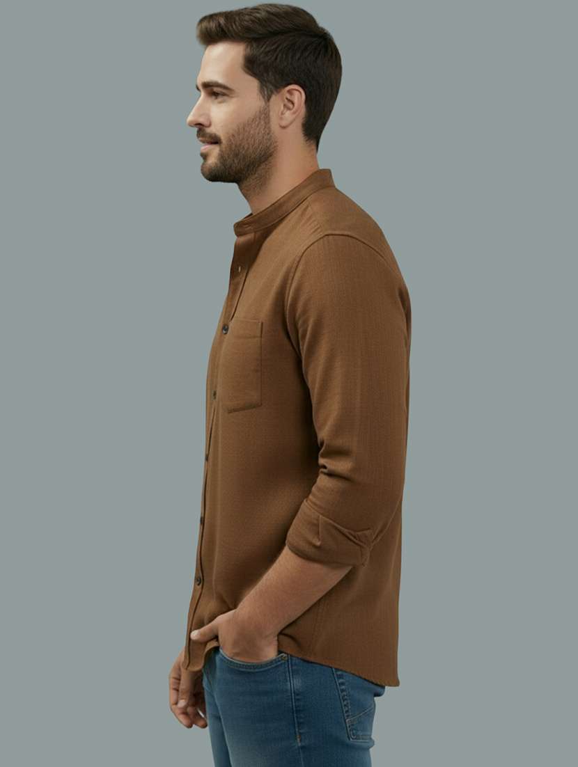 Men Solid Long Sleeve Regular Fit Casual Shirt - 22327079 -  Standard Image - 1