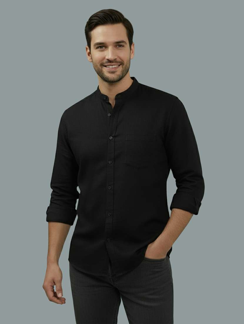 men solid long sleeve regular fit casual shirt