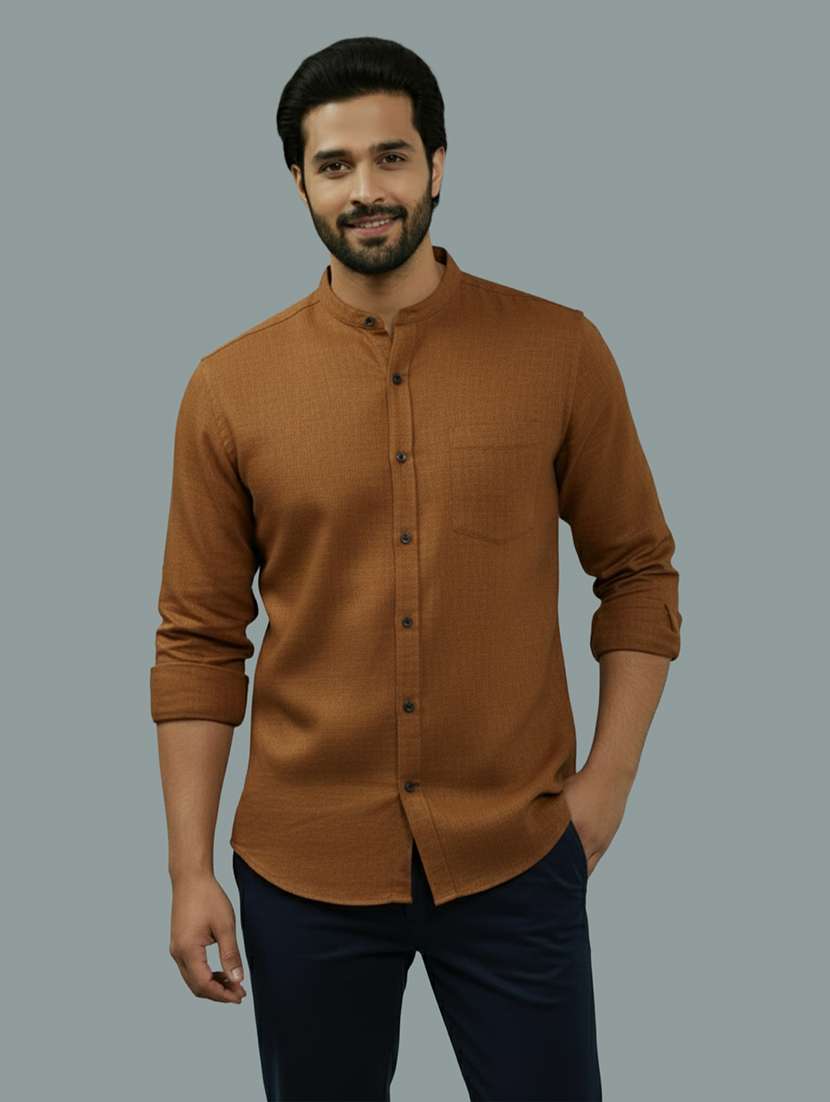 men solid long sleeve regular fit casual shirt