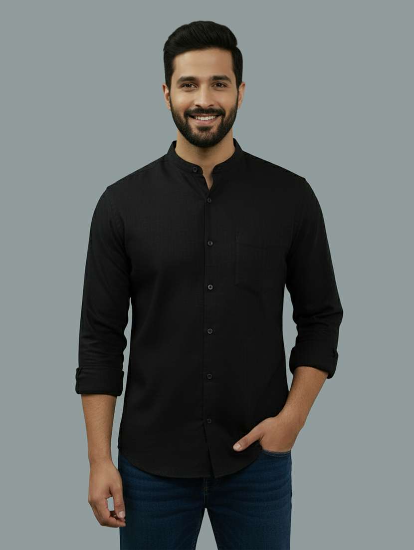 men solid long sleeve regular fit casual shirt
