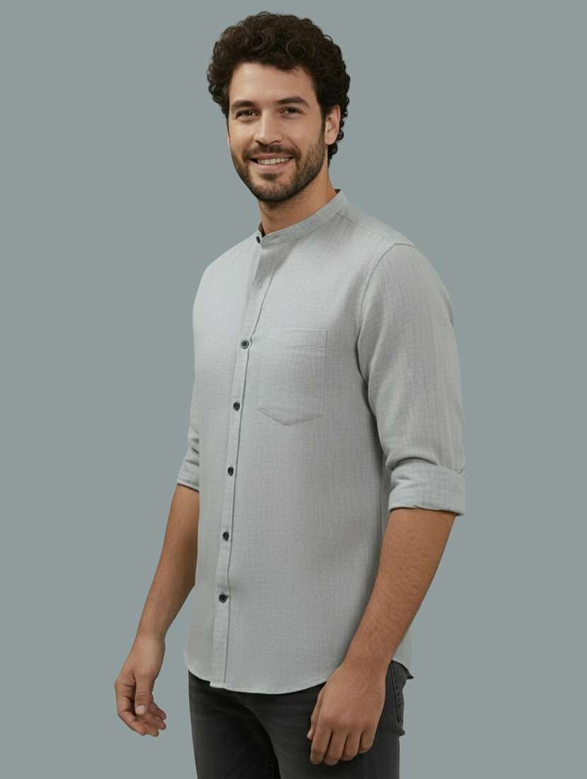 men solid long sleeve regular fit casual shirt - 22327108 -  Standard Image - 1