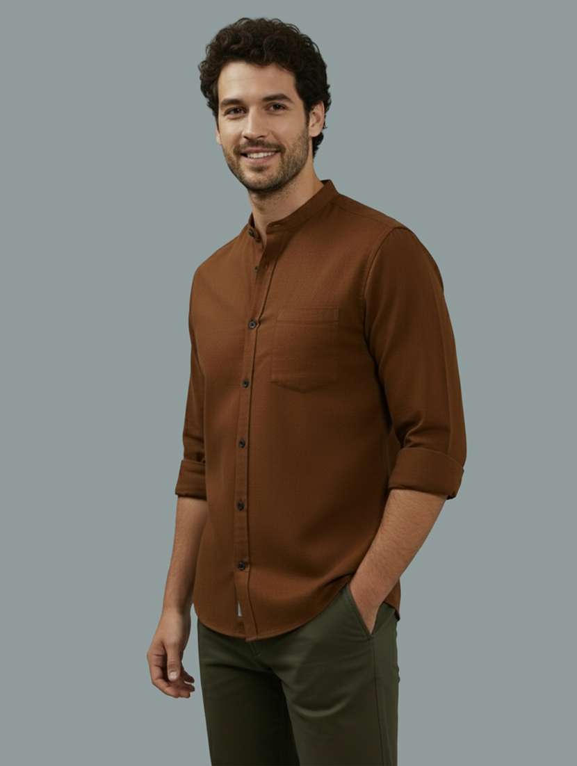 Men Solid Long Sleeve Regular Fit Casual Shirt - 22327110 -  Standard Image - 1
