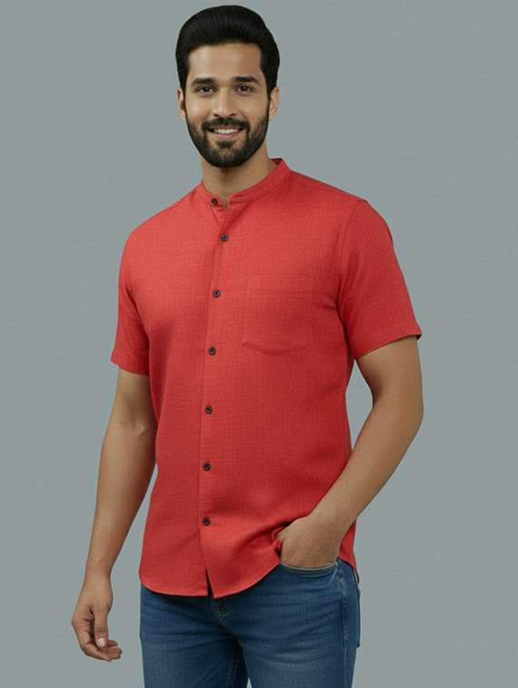 men solid short sleeve regular fit casual shirt