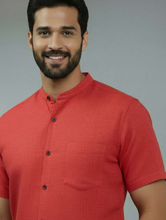 Men Solid Short Sleeve Regular Fit Casual Shirt - 22327126 -  Standard Image - 1