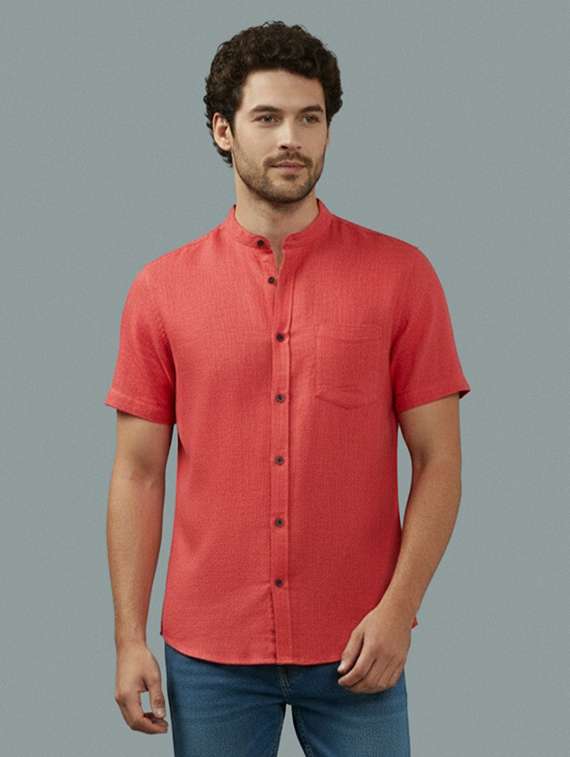 men solid short sleeve regular fit casual shirt - 22327142 -  Standard Image - 1