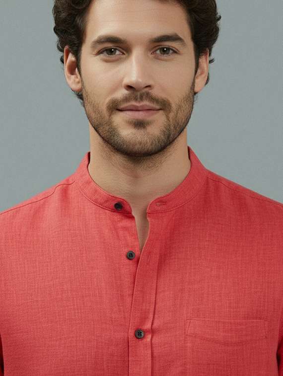 men solid short sleeve regular fit casual shirt - 22327142 -  Standard Image - 4
