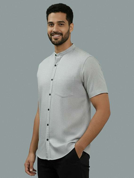 Men Solid Short Sleeve Regular Fit Casual Shirt - 22327159 -  Standard Image - 1