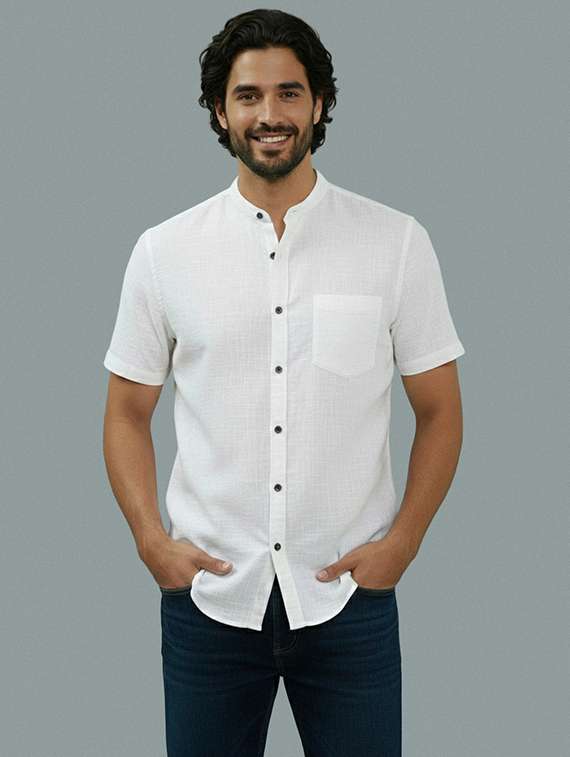 men solid short sleeve regular fit casual shirt - 22327164 -  Standard Image - 1