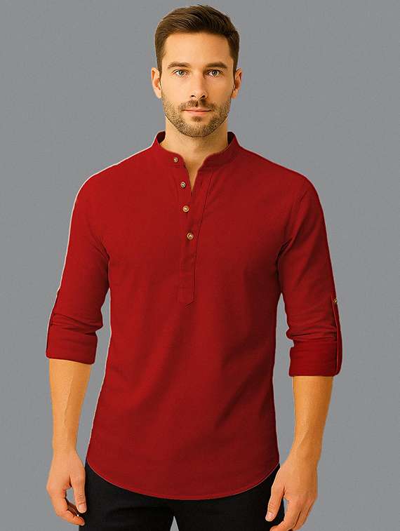Men Pack Of 2 Solid Mandarin Neck Short Kurta - 22327246 -  Standard Image - 1