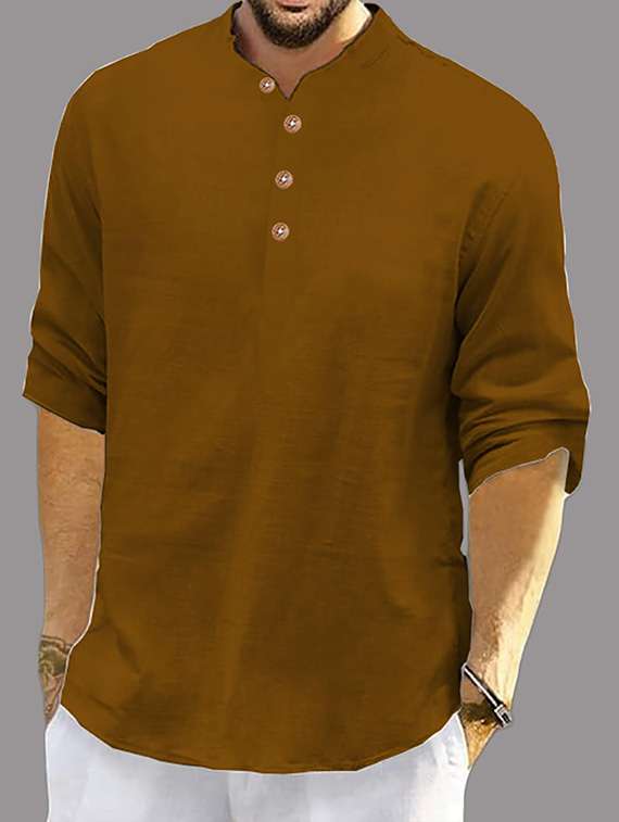 men pack of 2 solid mandarin neck short kurta - 22327254 -  Standard Image - 1