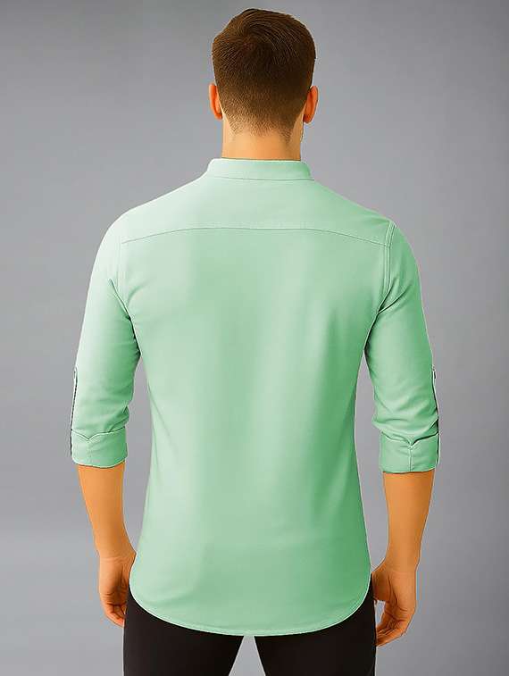 men solid mandarin neck short kurta - 22327273 -  Standard Image - 1