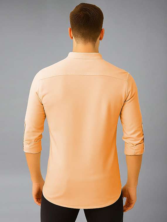 men solid mandarin neck short kurta - 22327276 -  Standard Image - 1