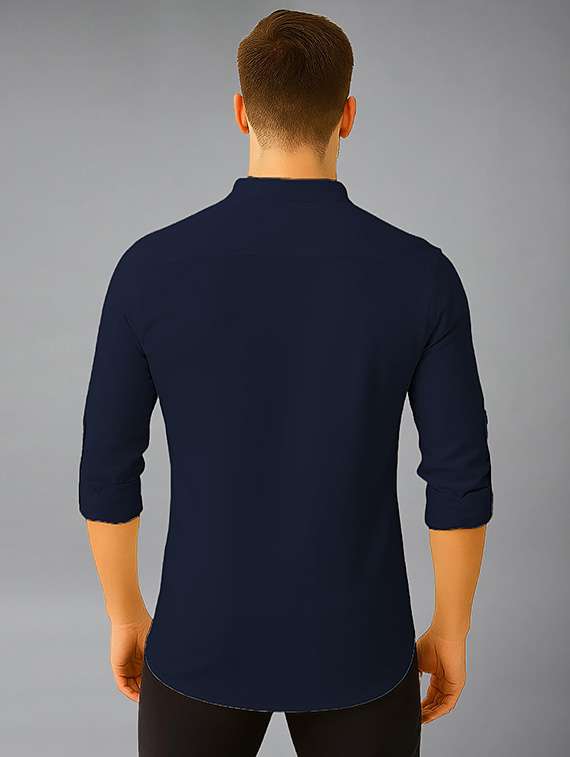 men solid mandarin neck short kurta - 22327277 -  Standard Image - 1