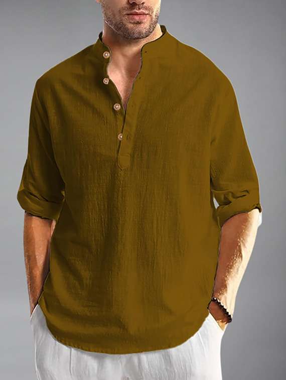 men solid mandarin neck short kurta