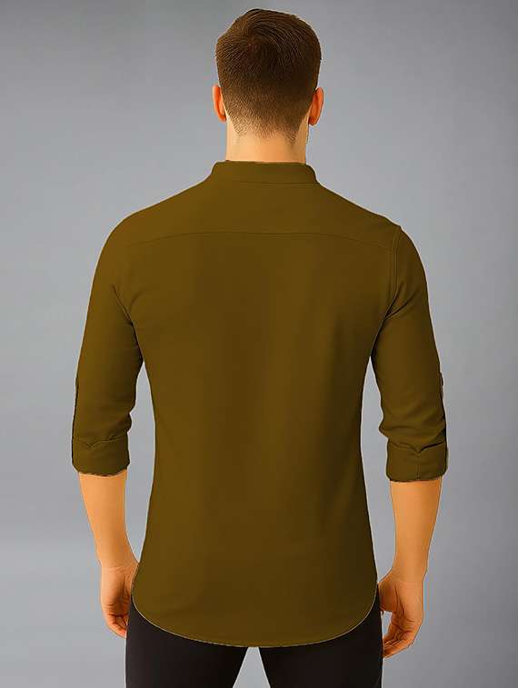 men solid mandarin neck short kurta - 22327283 -  Standard Image - 1
