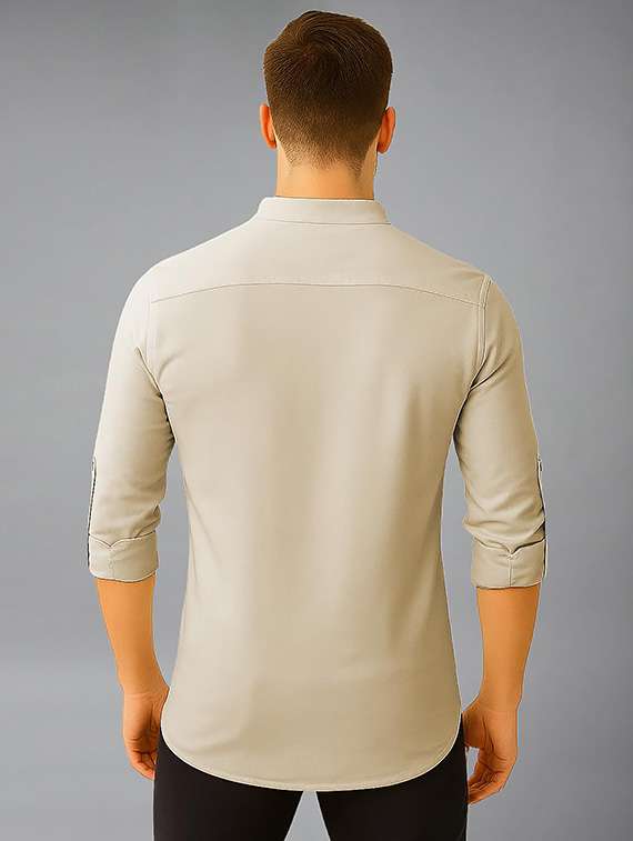 men solid mandarin neck short kurta - 22327286 -  Standard Image - 1