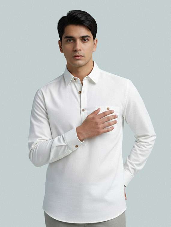 Men Solid Long Sleeve Short Kurta - 22327408 -  Standard Image - 1
