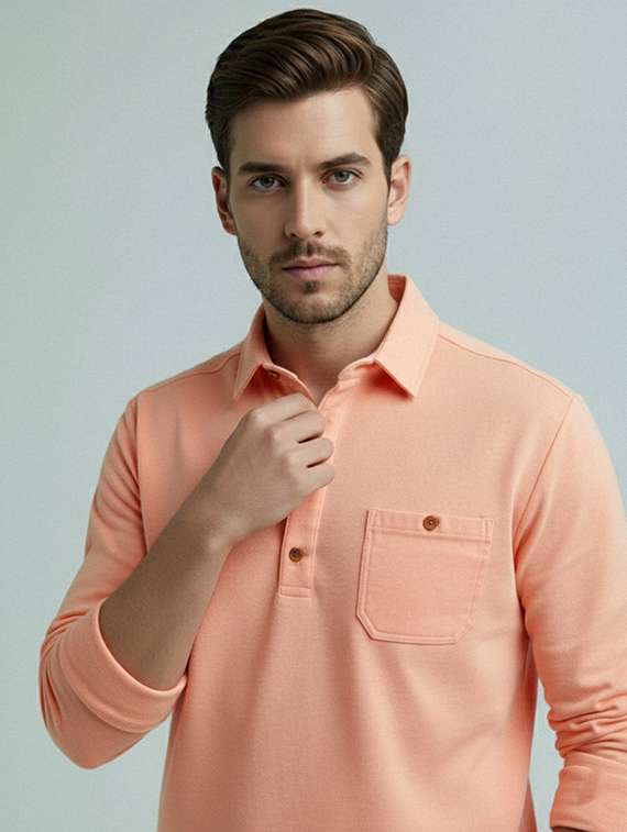 men solid long sleeve short kurta - 22327458 -  Standard Image - 1